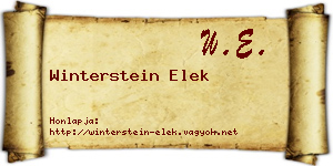 Winterstein Elek névjegykártya